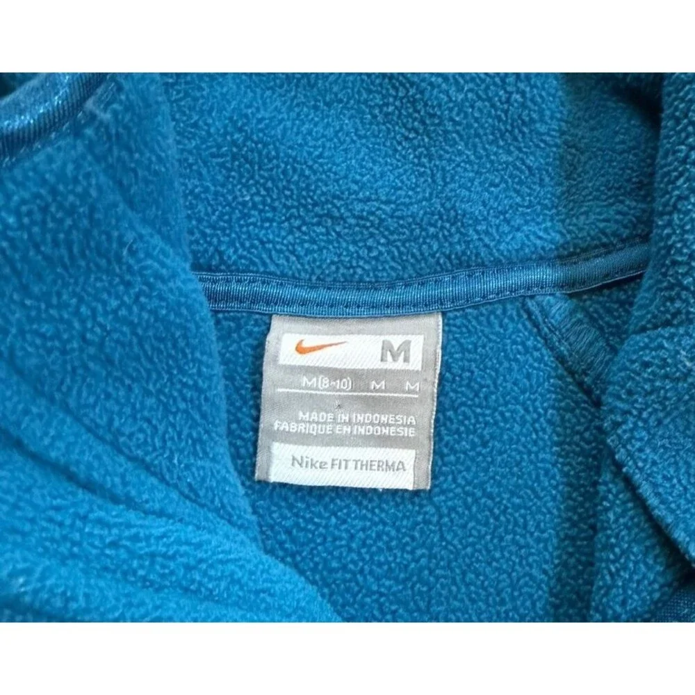 Nike Jacket Womens Size Medium Blue Fleece Full Zip Y2K Swoosh Outdoor Gray Tag